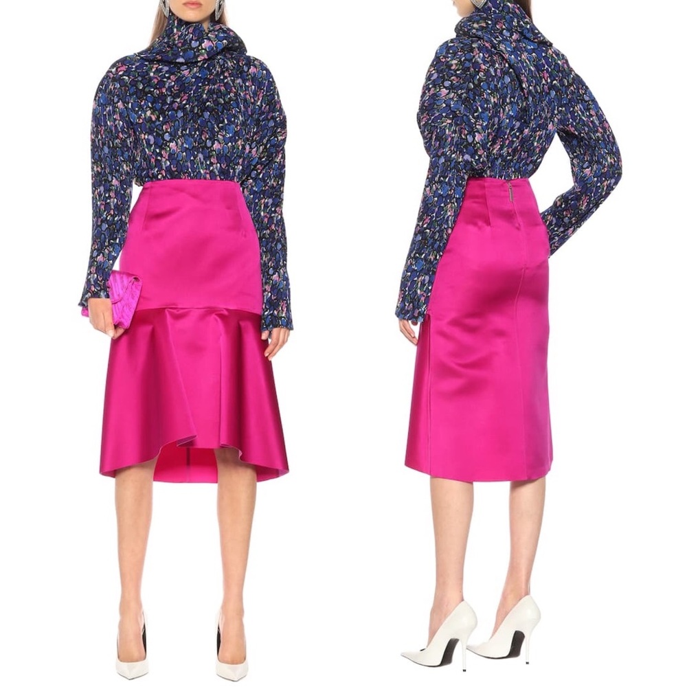 Balenciaga Silk Satin Fluted Skirt